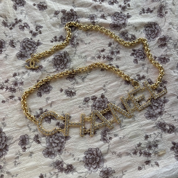 Chanel Metal Crystal Logo Chain Belt - Picture 8 of 8